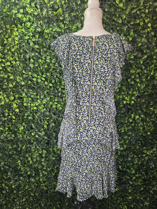 Michael Kors Navy Floral Ruffle Midi Dress - Picture 8 of 11